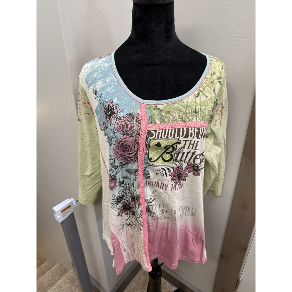 Y2k Vanilla Sugar 2000s Belldale Express Bling Rhinestone 3/4 sleeve multicolor